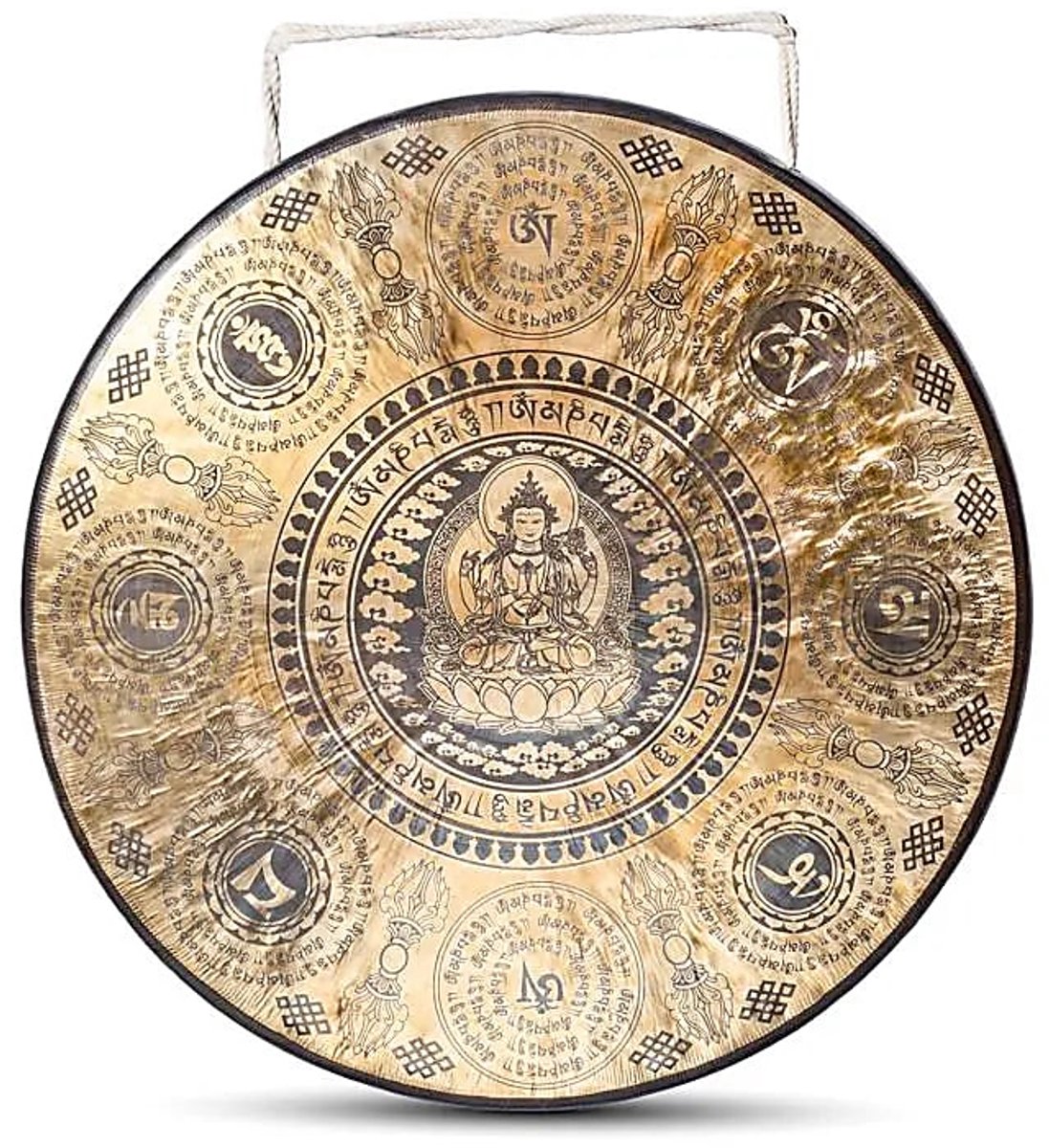 Nepalese Gong Chenrezig gegraveerd -- 60 cm; 95 kg - 60 cm; 9,5 kg - 60cm; 9.5kg