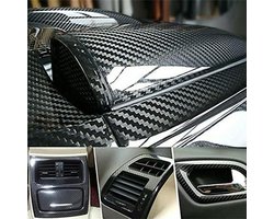 Carbon Fiber Vinyl Film - Auto Wrap Sticker - Auto Interieur Styling - 5D Glossy Textuur - 30x152 cm - Zwart