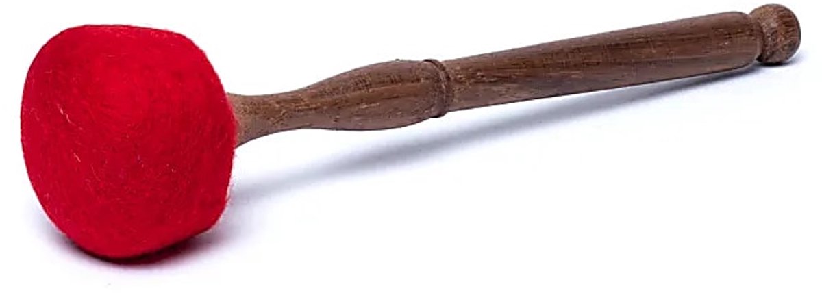 Klankschaal Ronde viltstok met houten handvat M - ±150g; ±29x7cm - ±150g; ±29x7cm