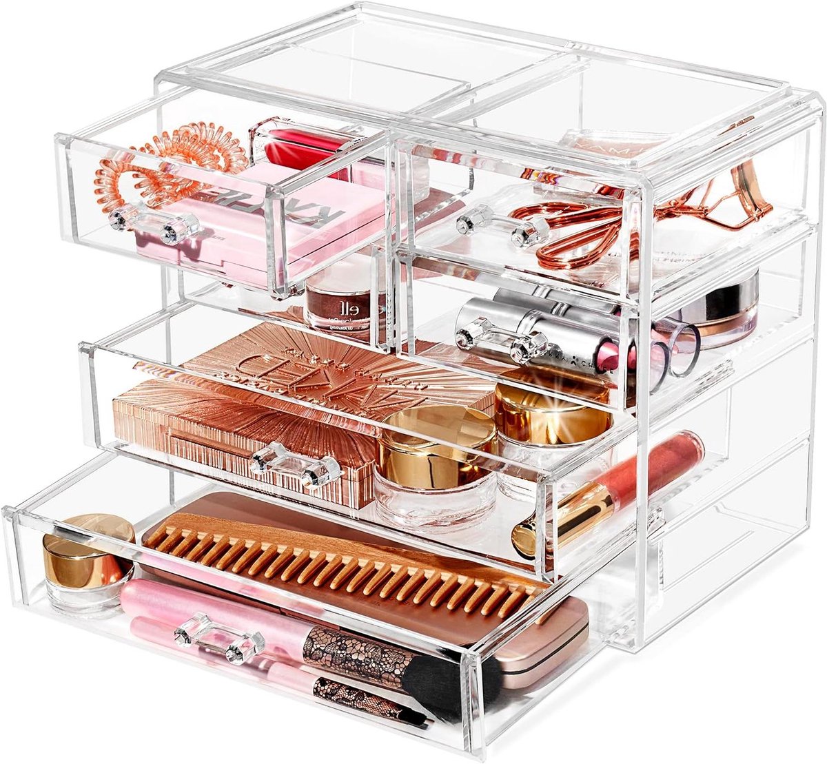 Acryl Make-up Organizer - Cosmetica Opberger - Bureau Opruimen - Met 6 Laden - 24 cm - Transparant