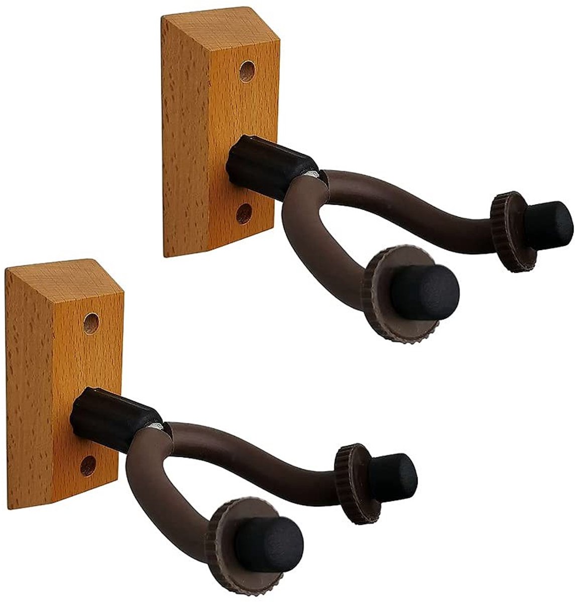 Golden crown - Wandhouder Gitaarhouder - Walnoot Hout - Eenvoudig te Bevestigen - Geschikt voor Gitaren en Viool - Inclusief Schroeven en Ankers
