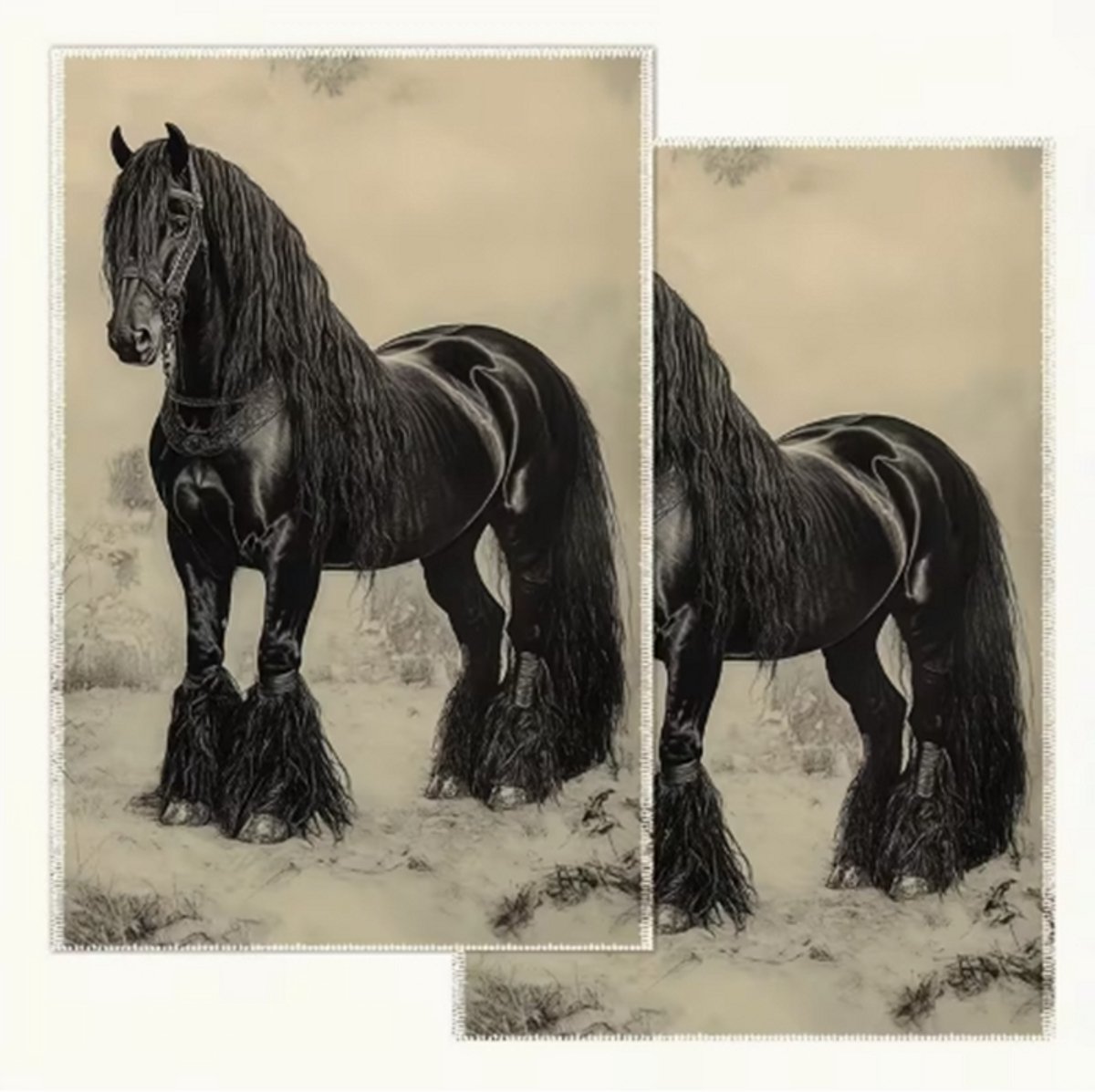 @ Lu’s Today™ – Home Essentials – Keukendoeken – Set van 2 – 40.64×60.96 cm – Friese Paard Keukenhanddoeken – Enkelzijdige 2D Print – Fade‑Resistent Microvezel – Sneldrogend & Machinewasbaar