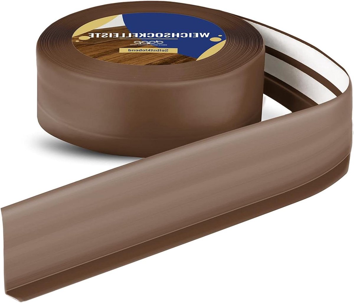 Zelfklevende Plint - Vloerlijst PVC - Afwerking Vloer - Flexibel PVC Materiaal - 10 meter - Donkerbruin