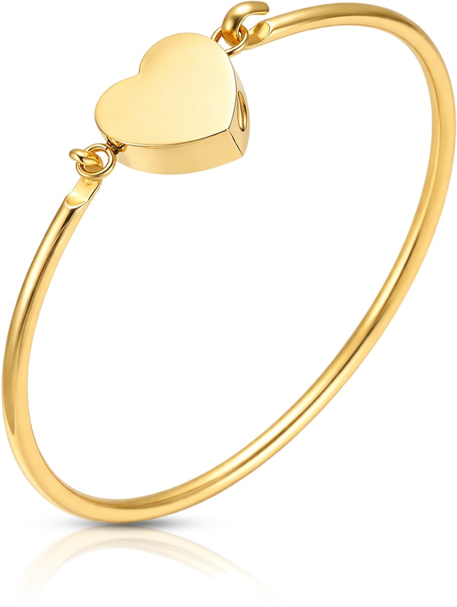 Akerz Gouden As Armband Hartje – Mini Urn Armband – Herinneringssieraad – RVS – Inclusief Vulsetje