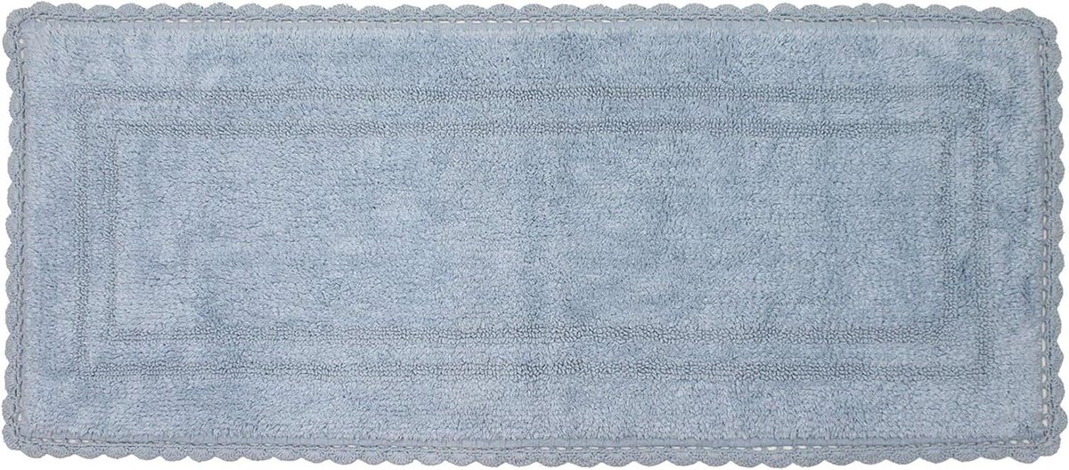 Badmat Katoen - Badkamertapijt Keukenmat - Vocht Opnemen - Omkeerbaar Ontwerp - 53 x 137 cm - Blauw