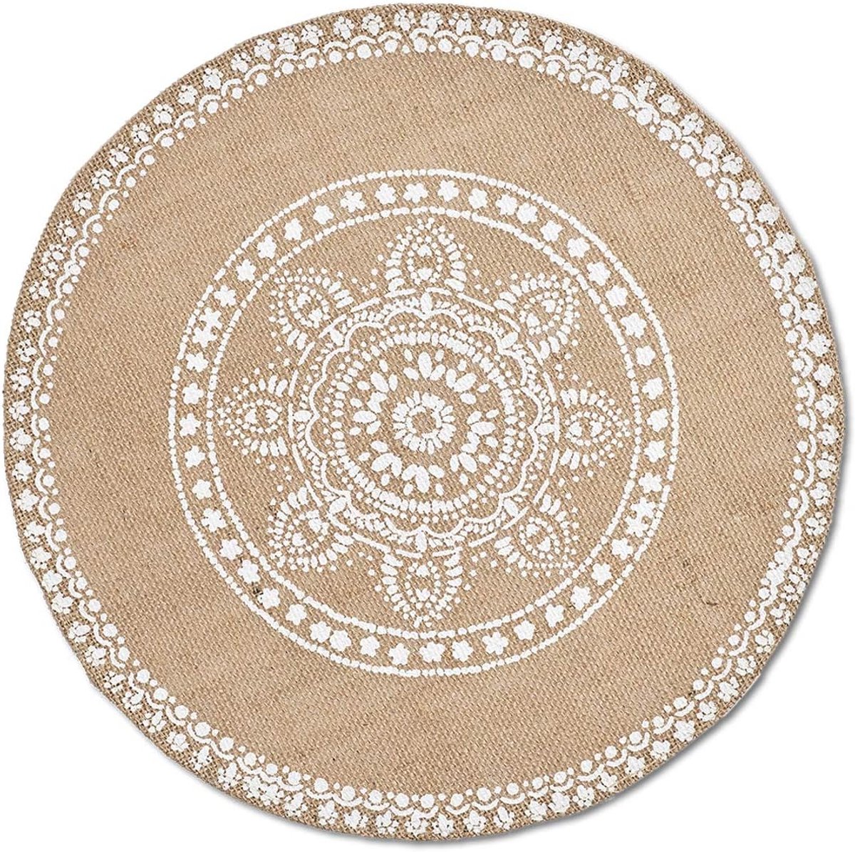 Placemat Linnen - Tafelkleed Rond - Tafel Beschermen - Moderne Structuur - Ø 38 cm - Naturel