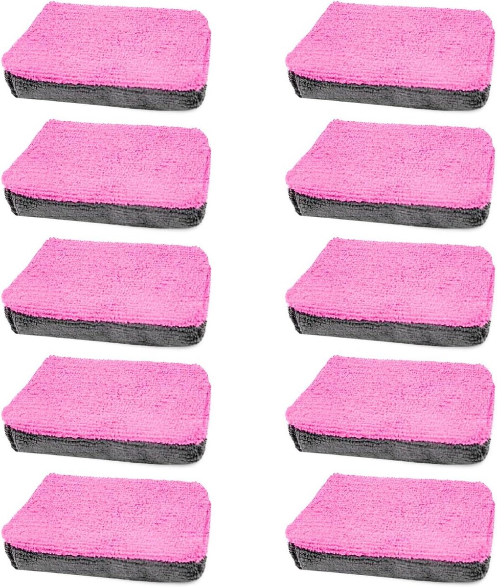 Microvezel Applicator Pads - Detailing Spons - Auto Reinigen - Zacht Krasloos - 10 Stuks - Roze