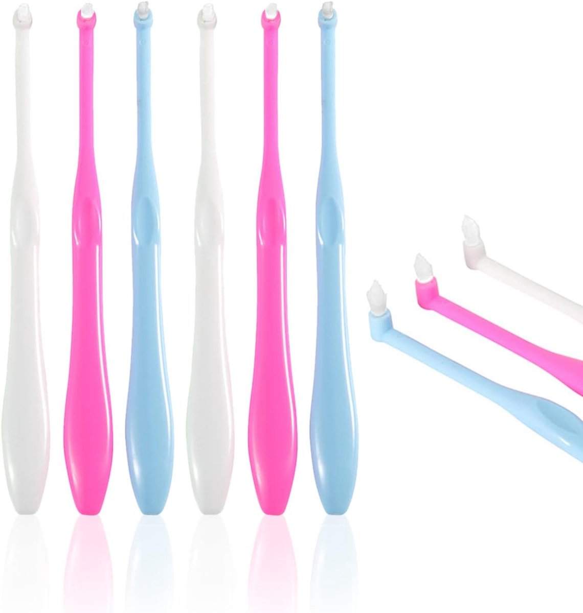 6pcs Tuft Toothbrush End-Tuft Tapers - Voor Detail Cleaning en Braces Schoonmaken - Zachte en Compacte Trim Borstel
