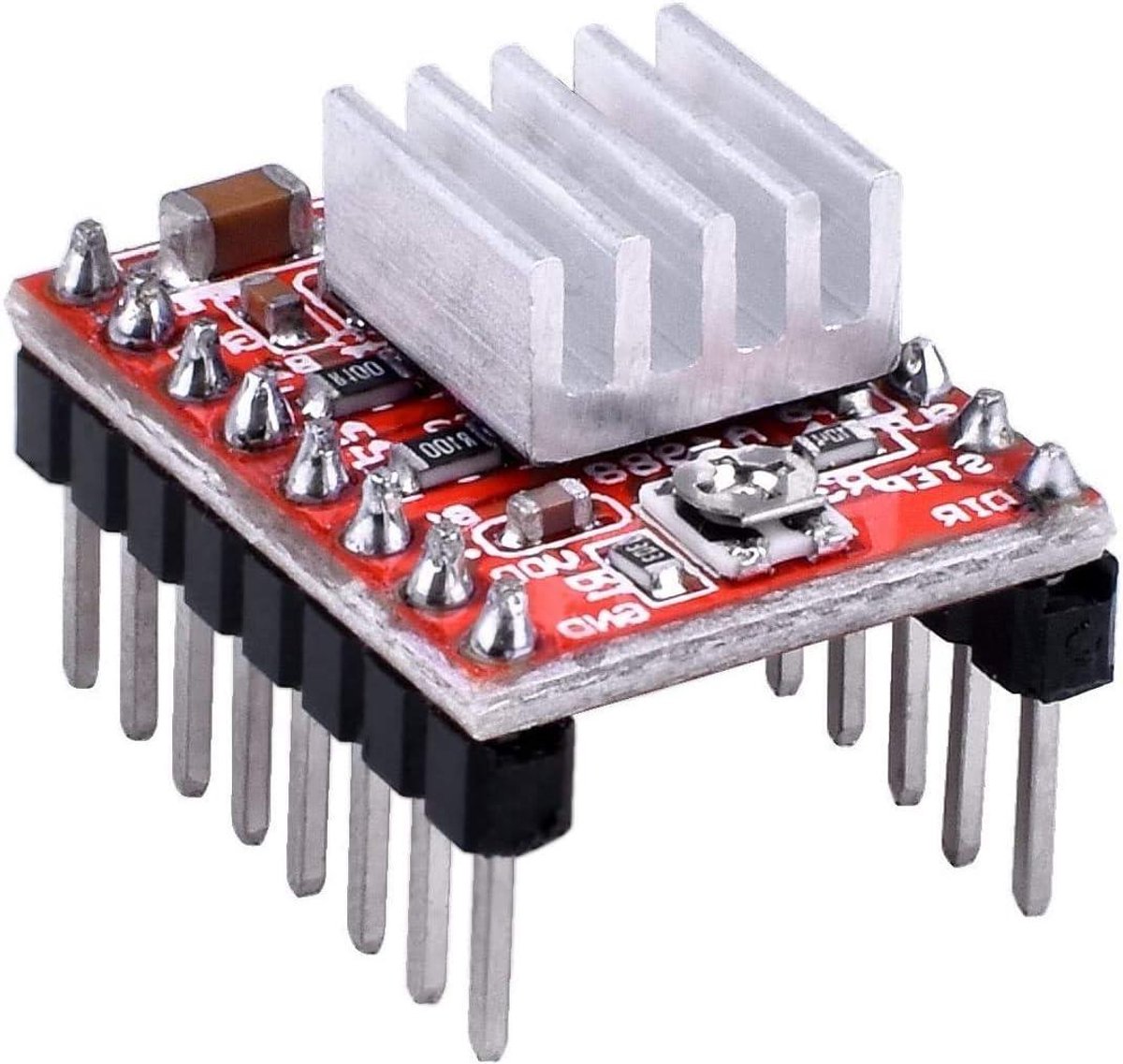 Stappenmotor Driver Module - A4988 Driver Motor Controller - 3D Printer Besturing - Geïntegreerde Koeling - 5 stuks - Groen