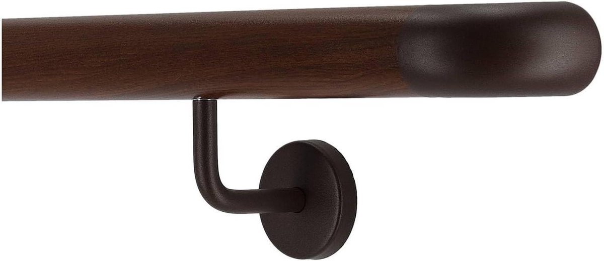 Trapleuning Aluminium Walnoot - Wandleuning Trap Balkon - Veilige Grip Bieden - Roestvrijstalen Schuine Houders - 60 cm - Notenhoutdecor