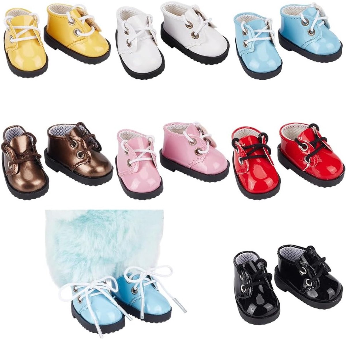 7 Paar Kleurige Kledingpop Schoenen, Mini PVC Schoenen Accessoires voor Poppen Outfit en Vervangingen, Ideaal voor Speelgoed en Creatief Spel 4.8x2.2x2.5cm