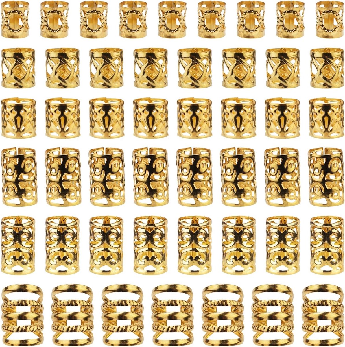 Gouden Haaraccessoires voor Vlechten, 100 Stuks Haarringen en Metalen Haarcuffs voor Dreadlocks en Vlechtstijlen