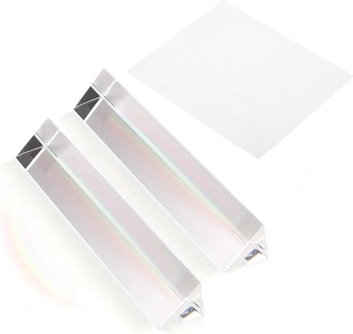 2 Stuks Glazen Prisma's voor Fotografie, Spectrometer en Regenboogeffect met Microvezeldoek - Optische Kristallen voor Zonlichtspectrum en Creatieve Beelden