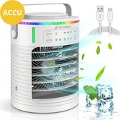 Elcostar® PRO Portable Airco met Accu - Mini Airco - 2026 Model - Mobiele Airco - Luchtkoeler 4-in-1 - 4 windsnelheden, 2 luchtbevochtingsstanden & Timer - Aircooler - Draagbare Airco - Lekvrij - Airco - Ingebouwde Accu - Wit