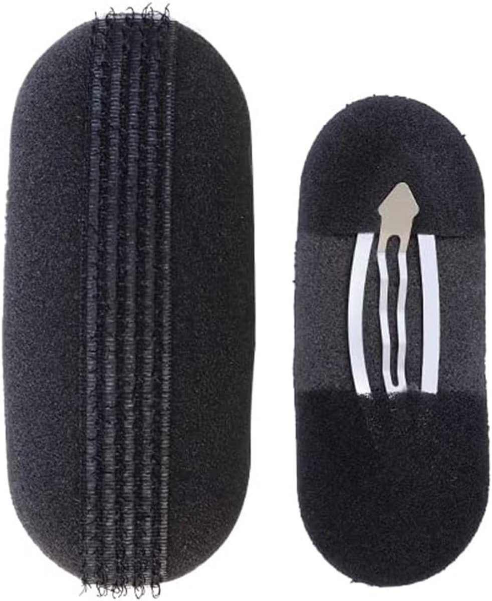 Fluffy Haarclip - Haar Kussens - 2 Stuks - Perfecte Puff Haar Kussen - Hoofd en Gezicht Vorm - Accessoires voor Vrouwen en Meisjes - Zwart