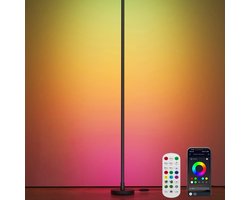 UNYX LED VloerLamp – RGB Sfeerverlichting – Hoeklamp – Staande Lamp – App en afstandsbediening – Zwart