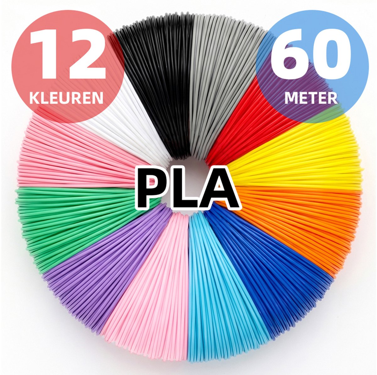 3D Pen Navulling PLA -PLA Filament 1.75mm - 12x5M 60M Filament - Starterspakket Kinderen