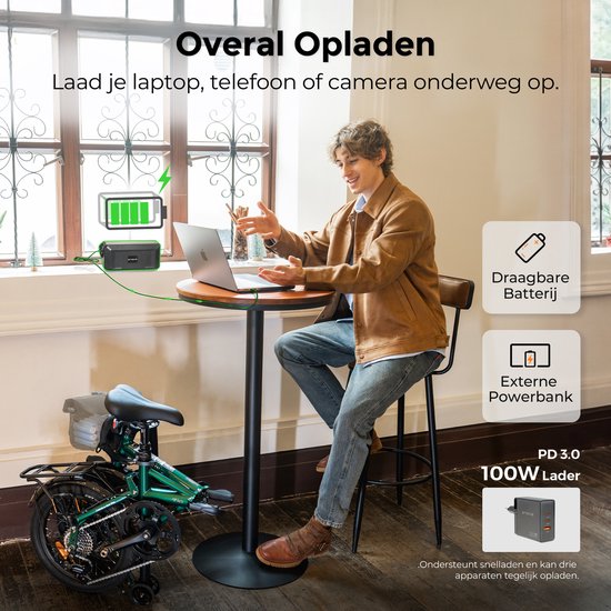 ENGWE ZIP Elektrische Vouwfiets – 16 Inch Opvouwbare E-Bike – 250W Motor – 25 km/u – Uitneembare 36V Batterij met Powerbank – Inclusief Fietstas – Ideaal voor Stad & Woon-Werk,Groen — afbeelding 5