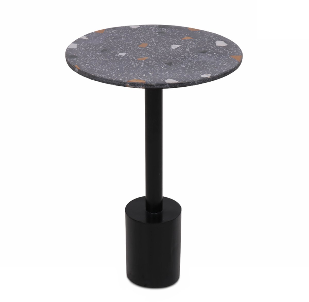 Bijzettafel Megan - Terrazzo - Zwart - Grijs - 30x30x55 cm