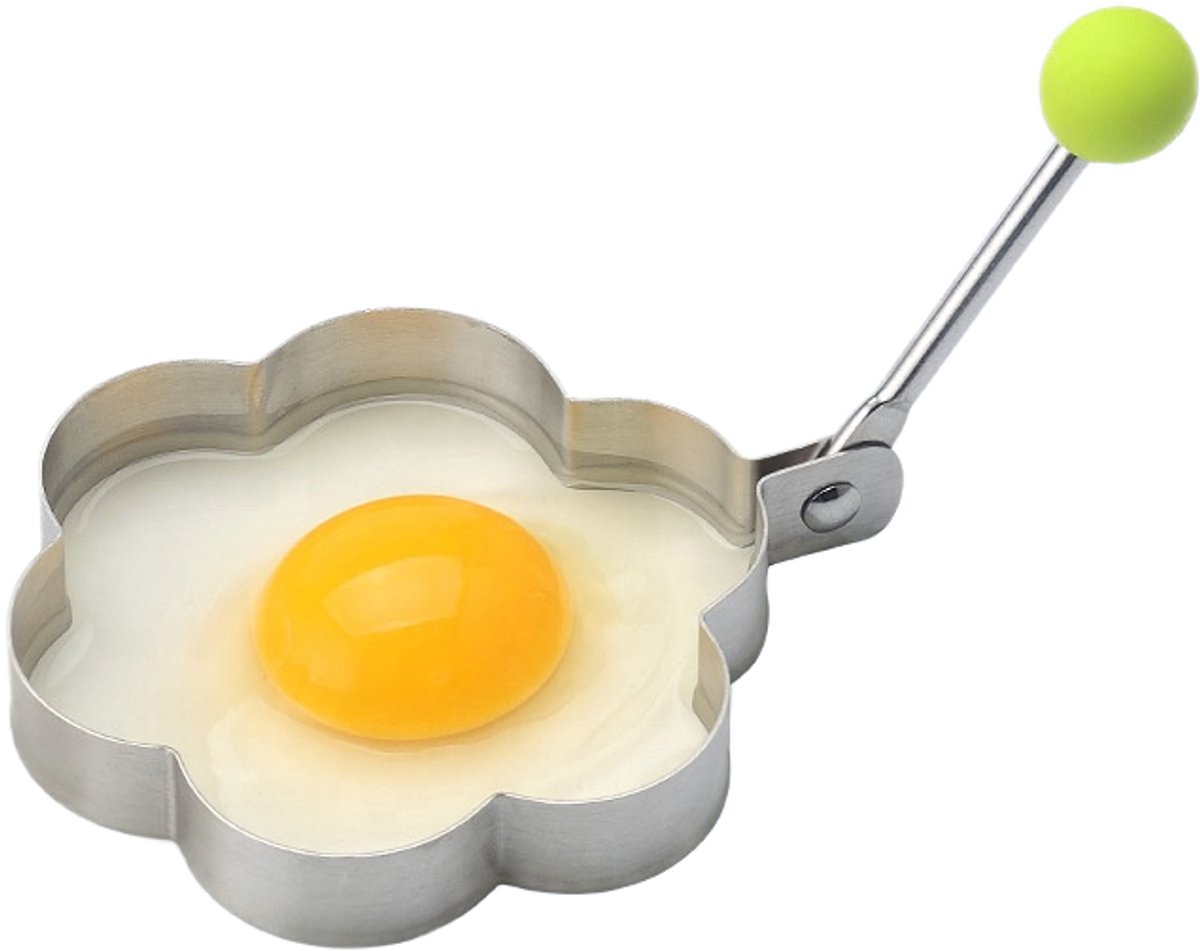 Eiervorm - Bloem - Ei vorm bloemetje - Pannenkoek vorm - Bakvorm pan - Gebakken ei - Eieren bakken - Egg ring - Flower shaped mold - RVS - Perfecte vorm - Jonyx