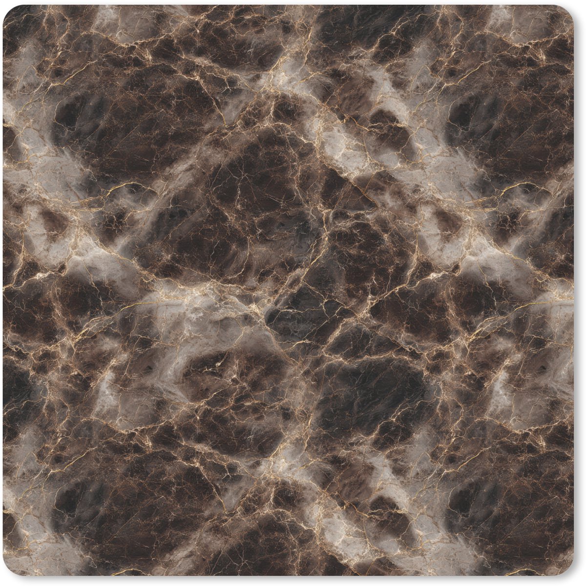 Muismat 20x20 cm - Mousepad Bruin - Goud - Marmer print - Muismatten
