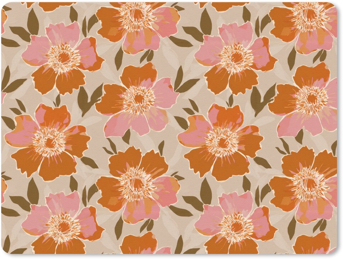 Muismat 12x10 cm - Mousepad Bloemen - Motief - Retro - Muismatten