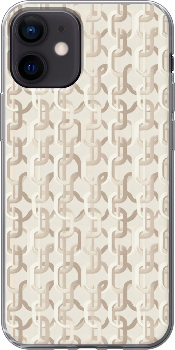 Telefoonhoesje Geschikt voor iPhone 12 hoesje - Motief - Abstract - Beige - Siliconen Telefoonhoesje Telefoonhoesje