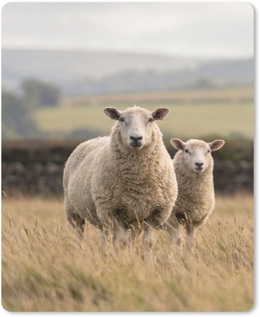 Muismat 12x16 cm - Mousepad Schapen - Weidenlandschap - Heuvels - Muismatten