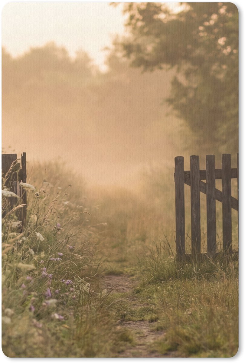 Muismat 13x20 cm - Mousepad Hek - Natuur - Mist - Veld - Muismatten