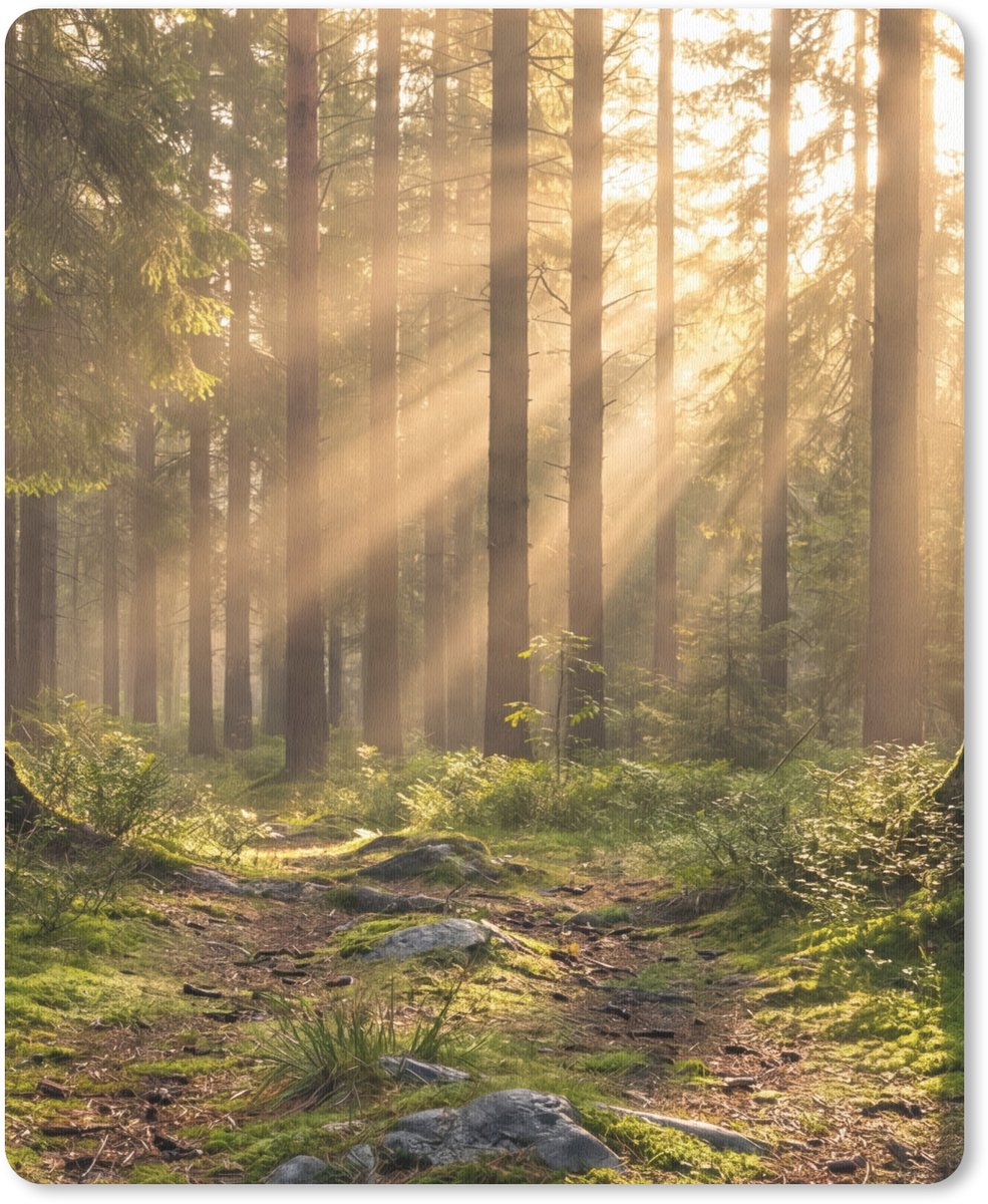 Muismat 12x16 cm - Mousepad Bos - Zonlicht - Gras - Muismatten