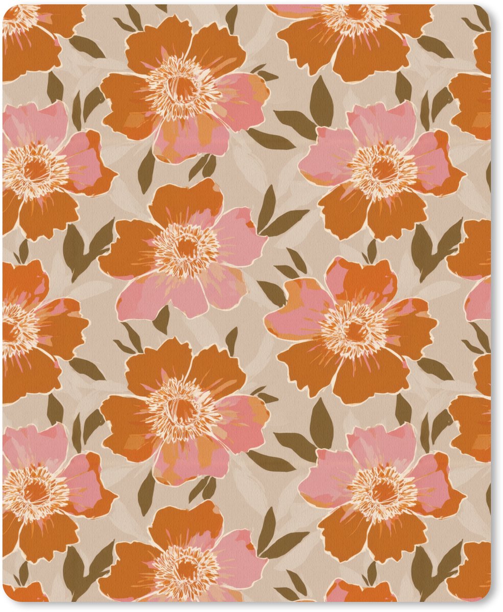 Muismat 12x16 cm - Mousepad Bloemen - Motief - Retro - Muismatten