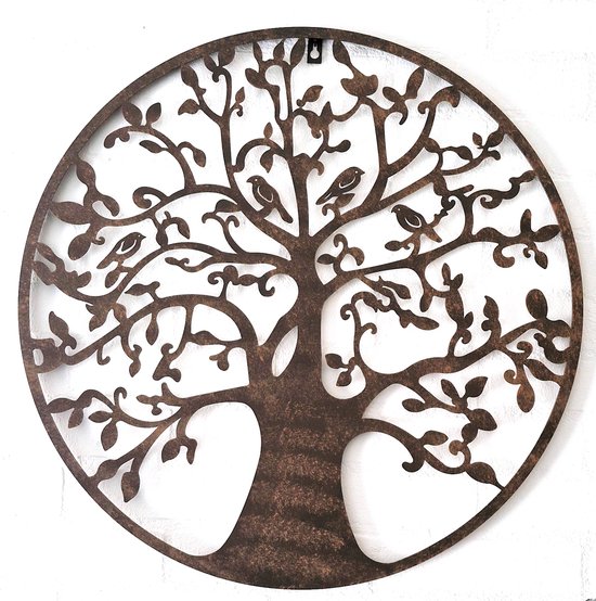 Boutique Trukado - Arbre de vie avec oiseaux 60 cm Décoration murale en métal - 60 cm