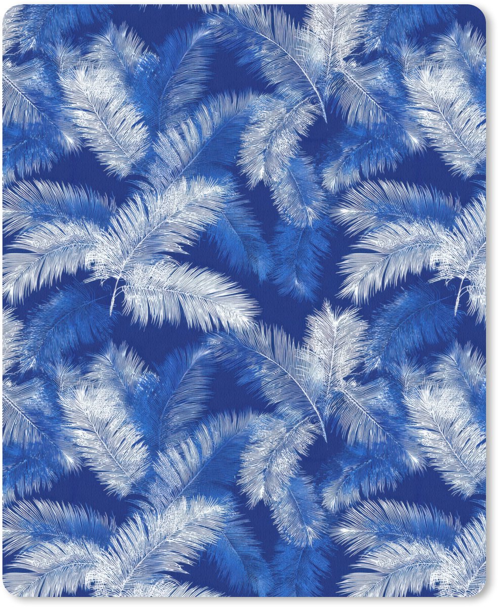 Muismat 12x16 cm - Mousepad Palmblad - Patroon - Blauw - Muismatten