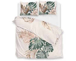 Zohome Dekbedovertrek Filippo - Natural - Bladeren - Dekbedovertrek 200x200/220 cm - 100% Microvezel - Tweepersoons Dekbedovertrek