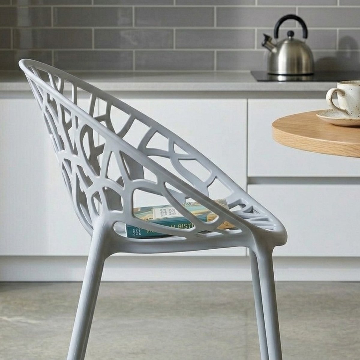Stapelbare Tuinstoelen Set van 2 - Grijs - 2 – Weerbestendige Kunststof Tuinstoelen - Medahomestore