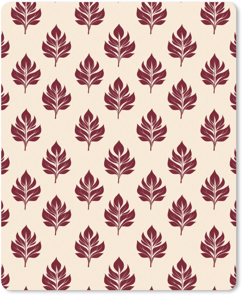 Muismat 12x16 cm - Mousepad Botanisch - Patroon - Bordeaux - Muismatten