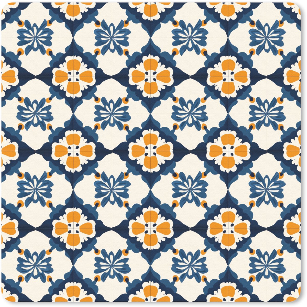 Muismat 30x30 cm - Mousepad Klassiek - Geometrisch - Blauw - Muismatten