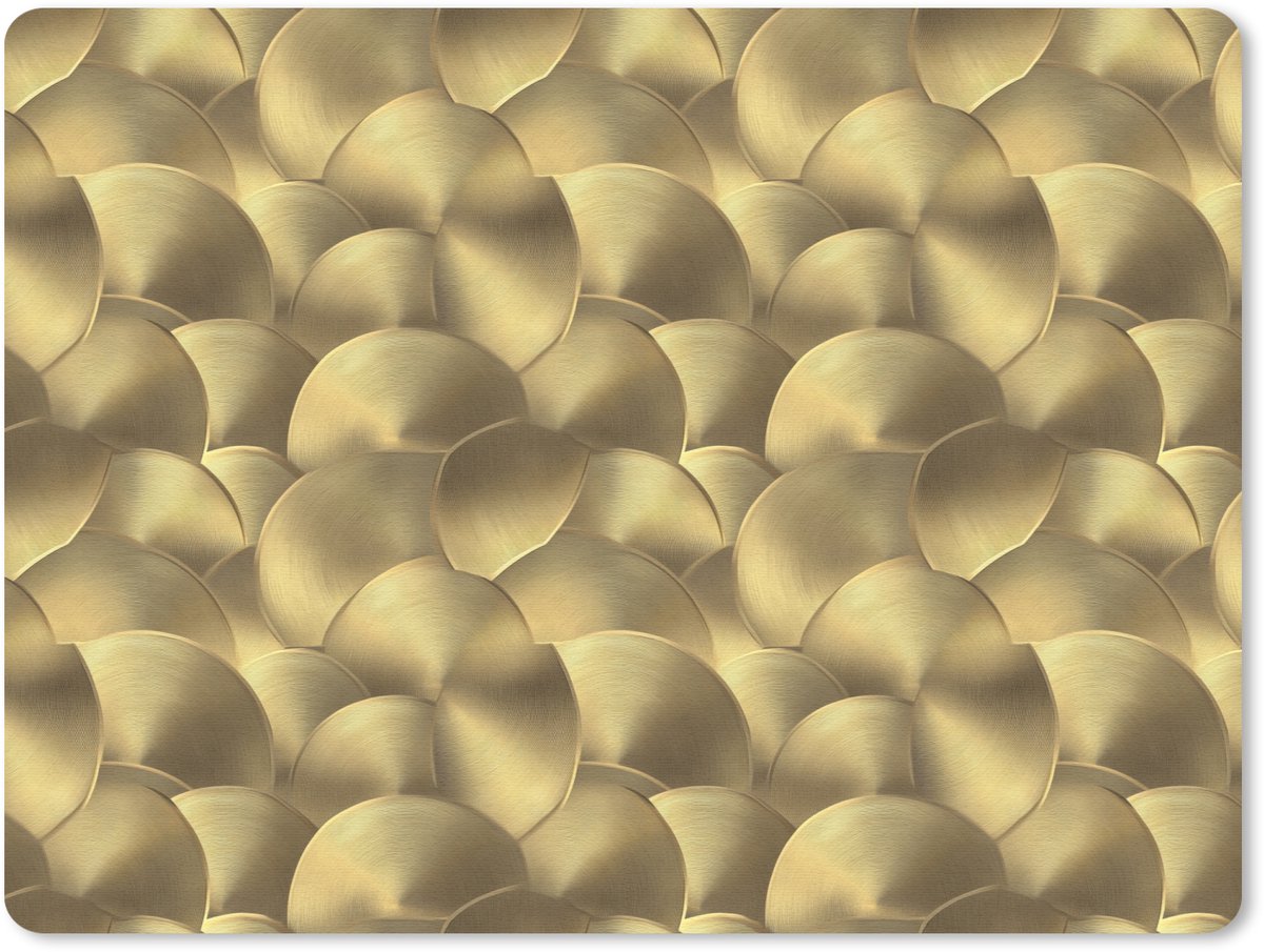 Muismat 12x10 cm - Mousepad Modern - Cirkel - Goud - Muismatten