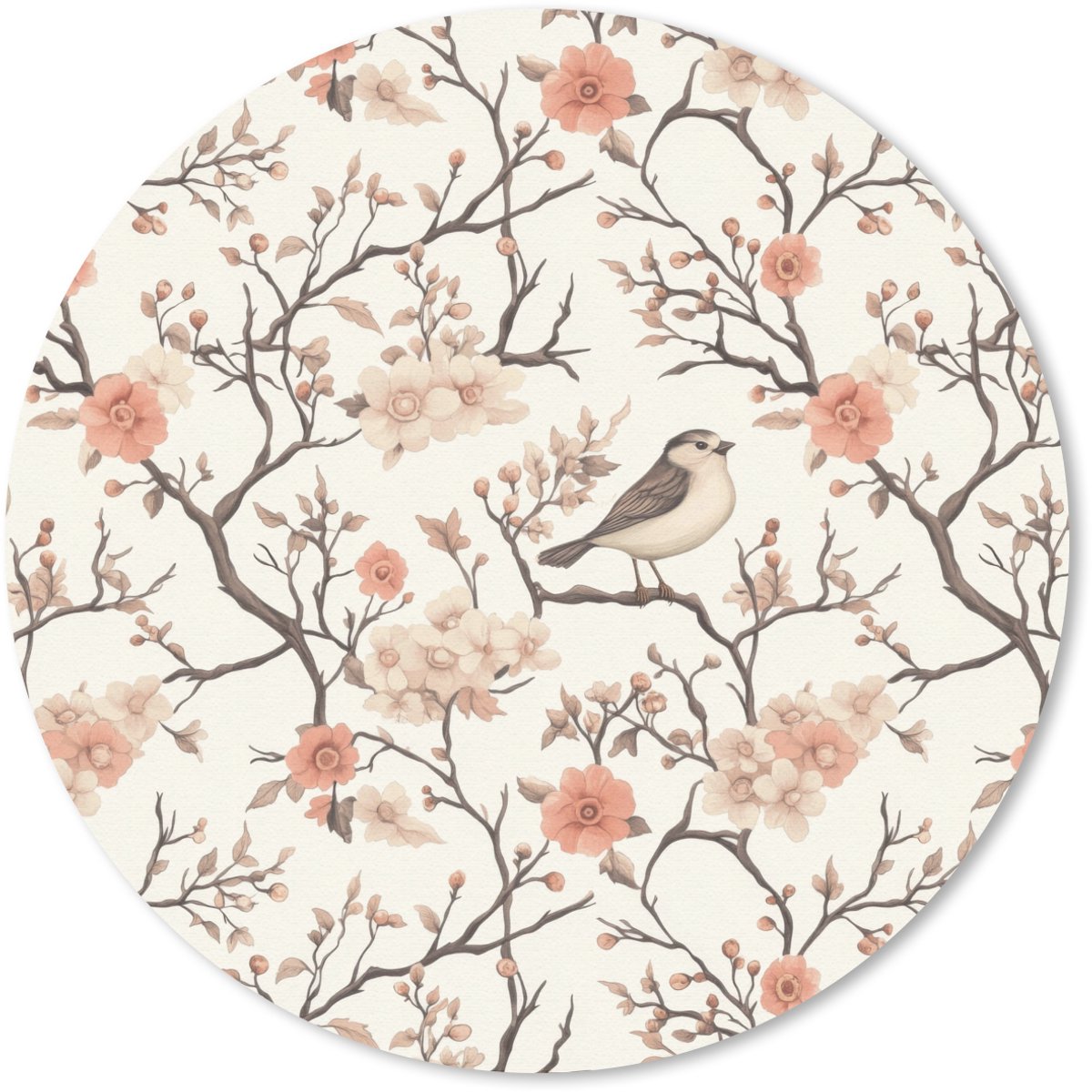 Muismat rond 20x20 cm - Mousepad Kersenbloesem - Mus - Roze - Ronde muismatten