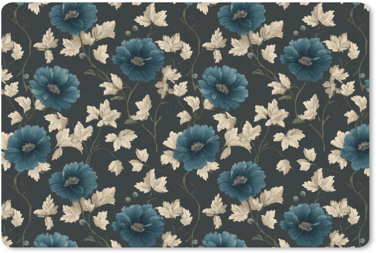 Muismat 13x8 cm - Mousepad Botanisch - Bloemen - Blauw - Muismatten