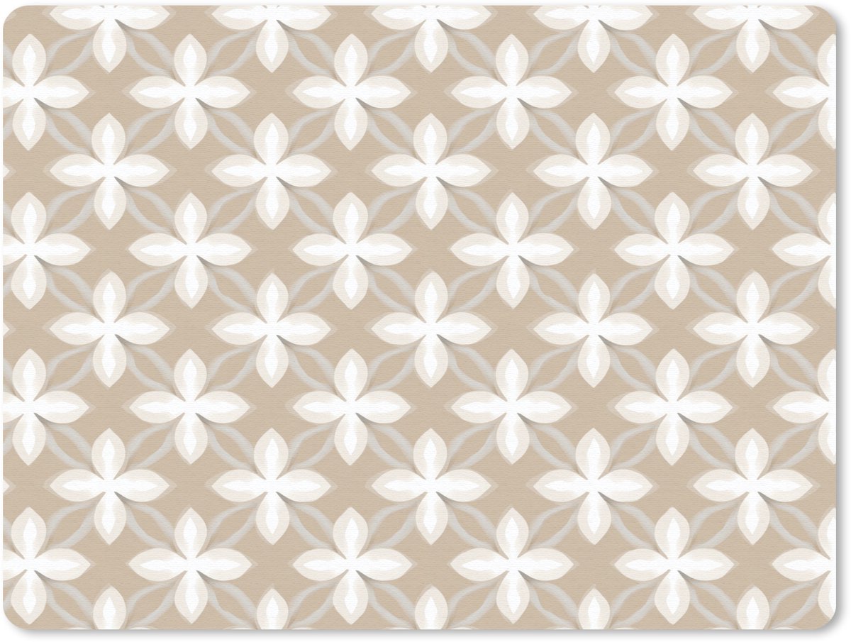 Muismat 12x10 cm - Mousepad Patroon - Symmetrisch - Beige - Muismatten