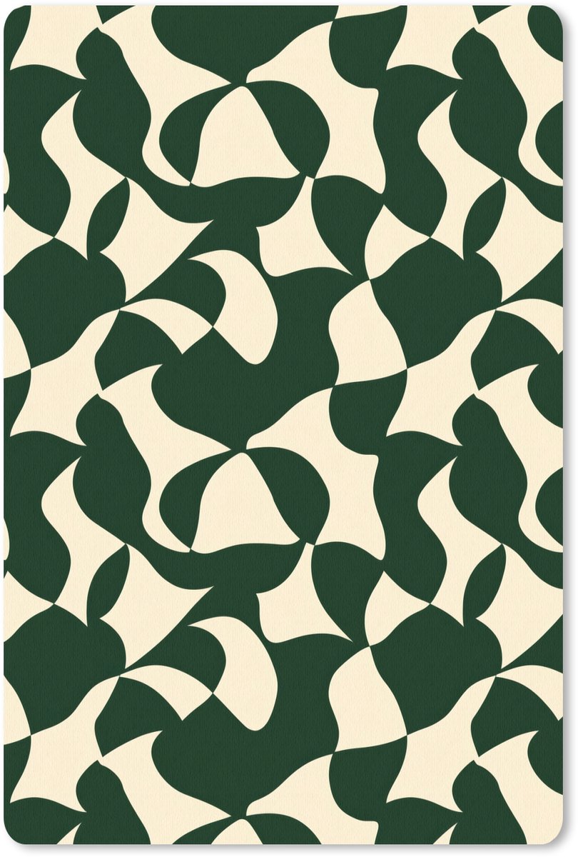 Muismat 13x20 cm - Mousepad Groen - Organische vlakken - Crème - Muismatten
