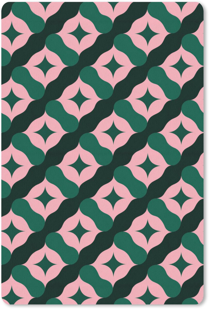 Muismat 13x20 cm - Mousepad Groen - Roze - Retro - Sterren - Muismatten