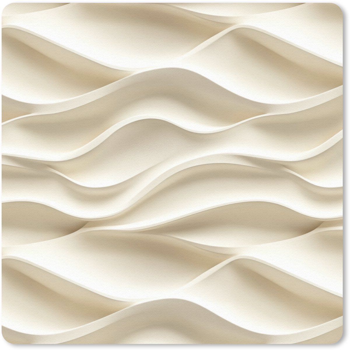 Muismat 20x20 cm - Mousepad Lijnen - Golvend - Crème - Muismatten