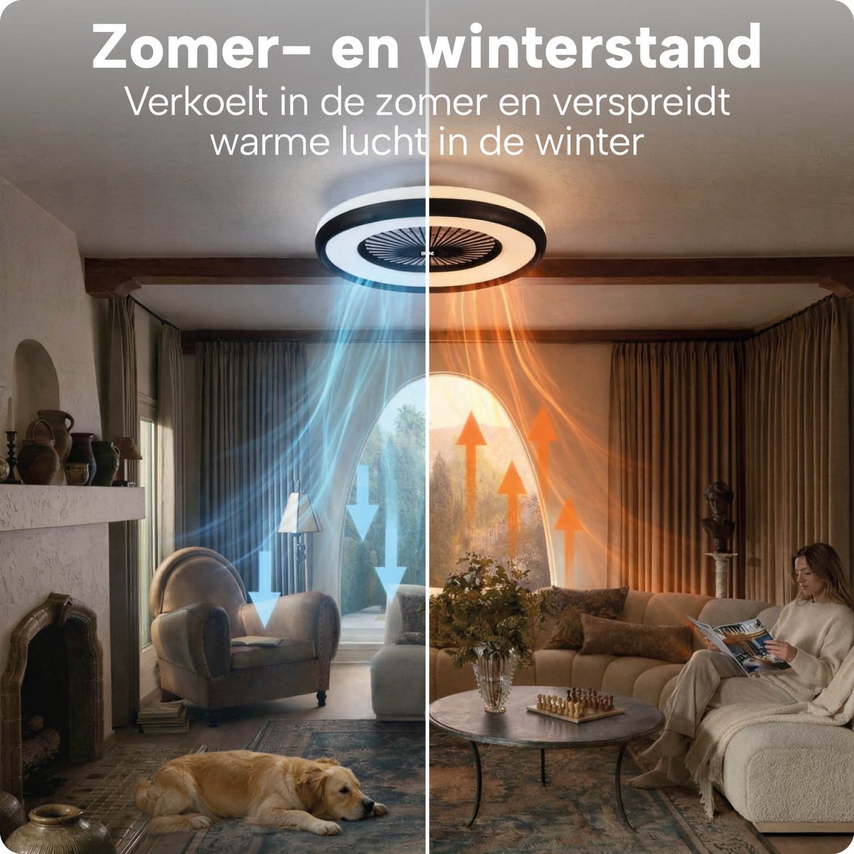 Slimme Plafondlamp met Ventilator – Plafondventilator met App en Afstandsbediening - 4800 Lumen - RGB - 6 Snelheden - BREND BR-2253 thumbnail 5