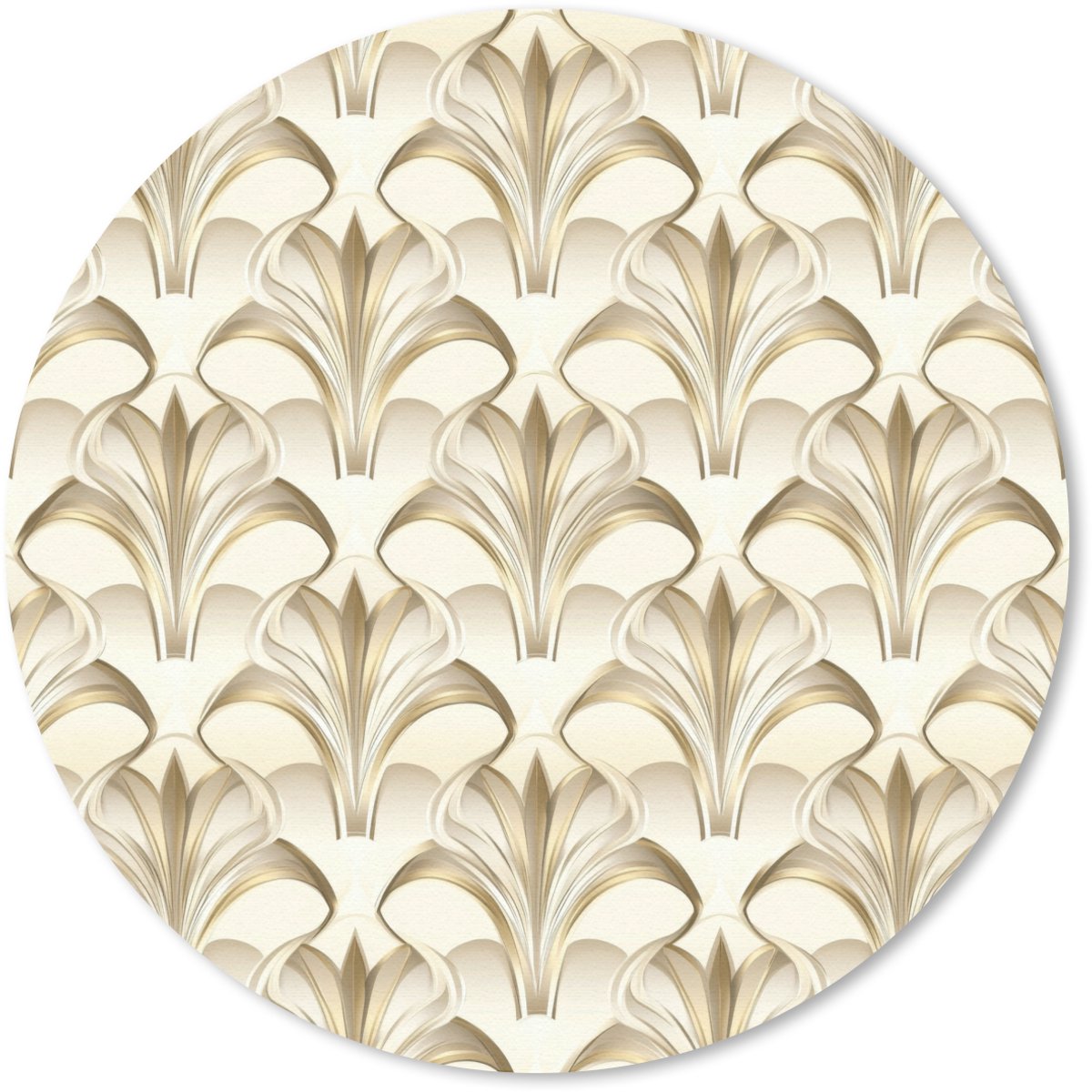 Muismat rond 40x40 cm - Mousepad Ornament - Barok - Goud - Ronde muismatten