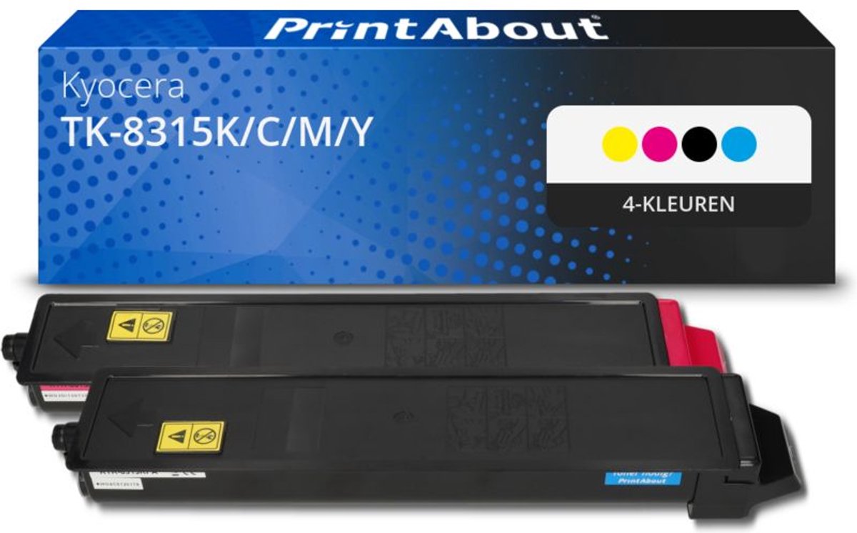 PrintAbout huismerk Toner TK-8315K/C/M/Y 4-kleuren Multipack geschikt voor Kyocera