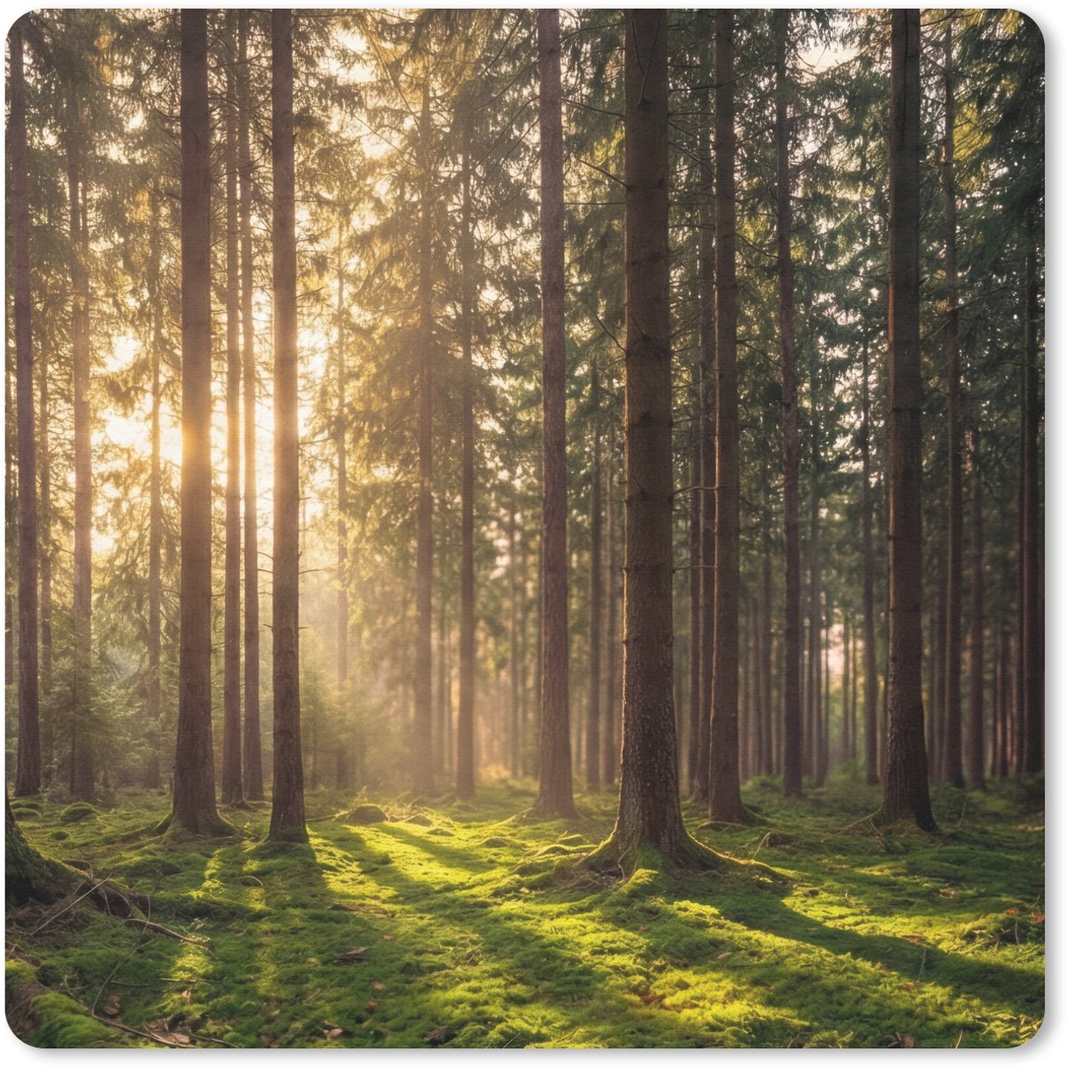 Muismat 20x20 cm - Mousepad Bos - Gras - Zonlicht - Muismatten