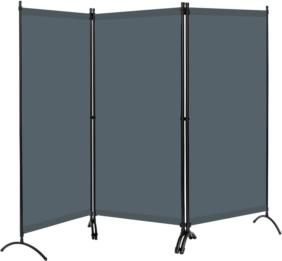 Happiq Kamerverdeler 3 panelen – Voor balkon, patio, tuin of binnen – Vrijstaand opvouwbaar privacyscherm – Donkergrijs, 55x182 cm Dark Grey