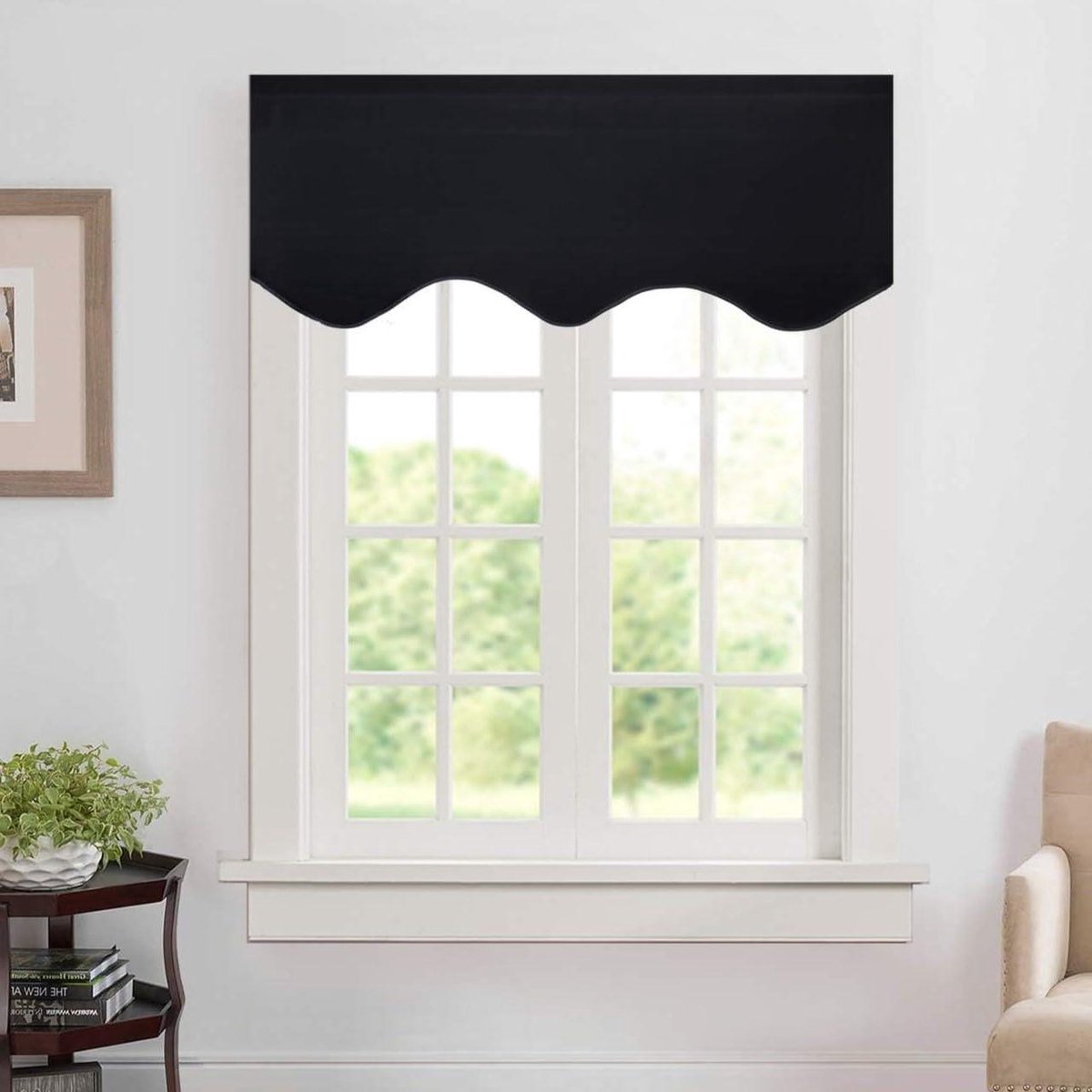 Gordijn Valletje - Raambekleding Keuken - Decoratie en Privacy - Zelfnivellerend - 132 x 45 cm - Zwart
